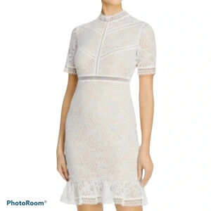 BARDOT Theodora Ivory Lace Shift midi dress  Sz M
